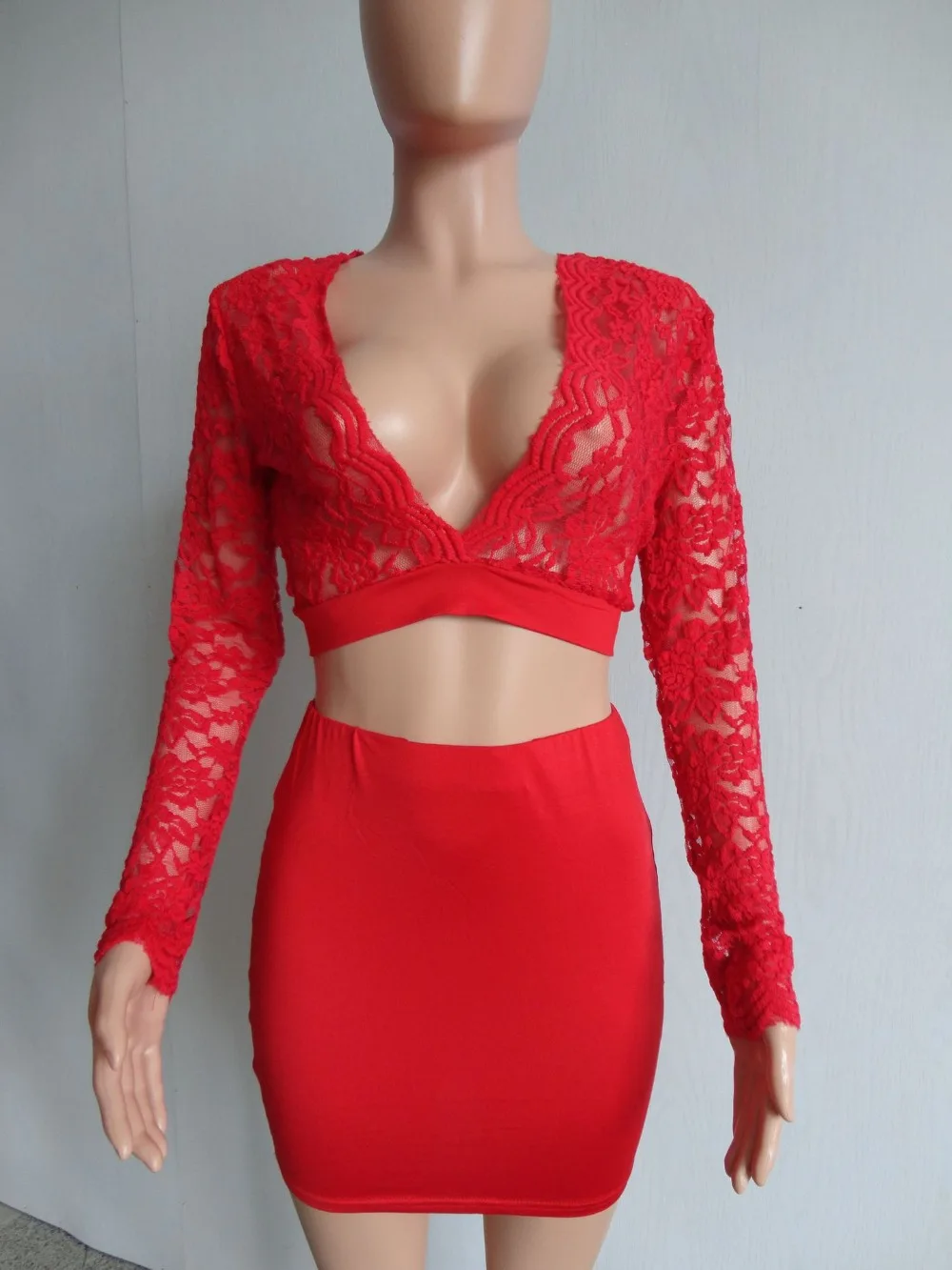 Ruby's Closet кружевной кроп Топ Мини юбка Женский комплект из двух предметов с