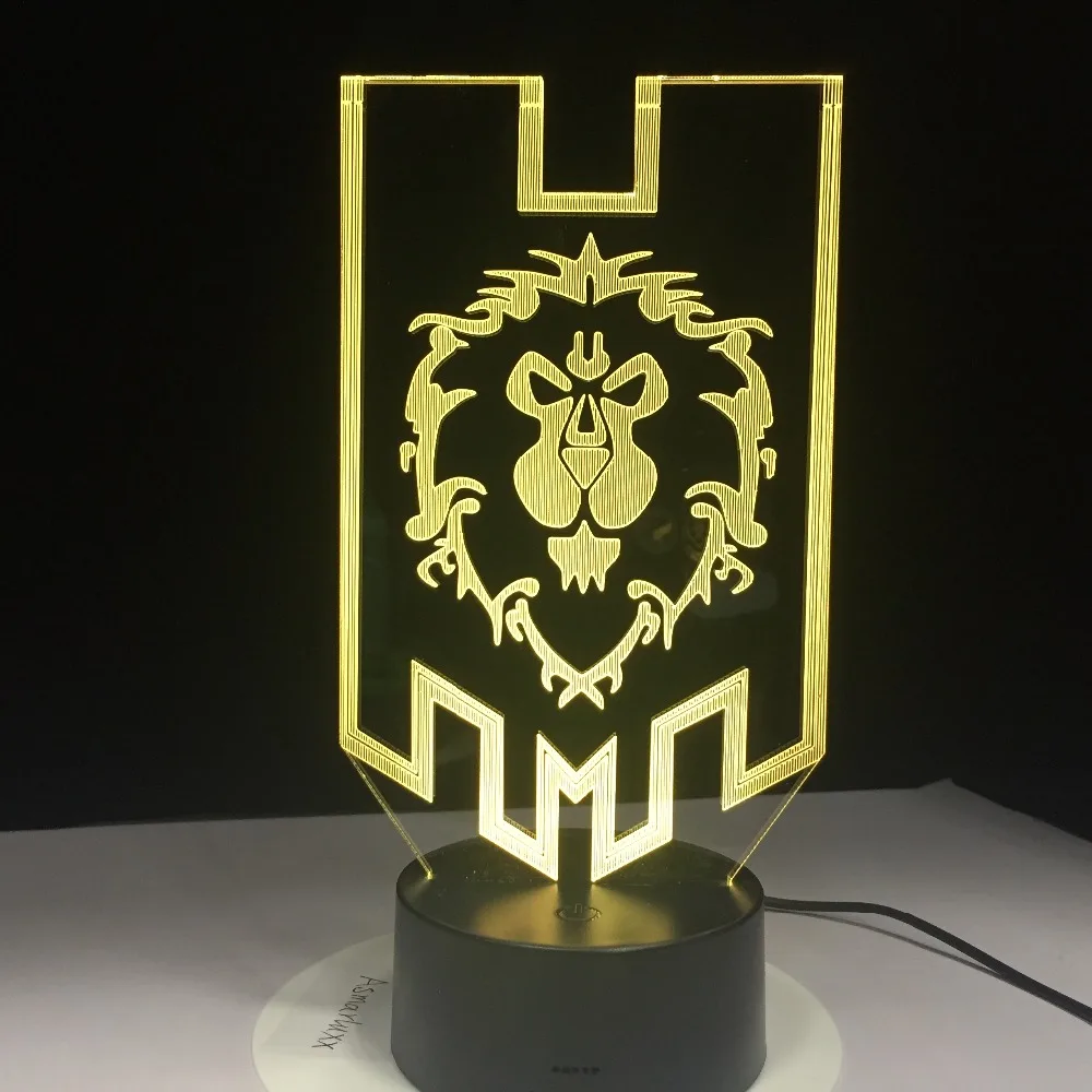 LED World of Warcraft 3D Светодиодная лампа Альянс Племенной знаки по сравнению с пультом