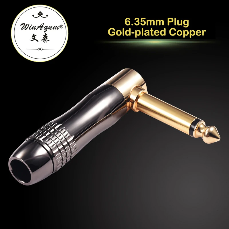 

90 Degree Angle Gold Plated 6.35mm 1/4" Jack Plug Solder Male Stereo Mono Socket Metal Audio Converter Connector Adapter TS TRS