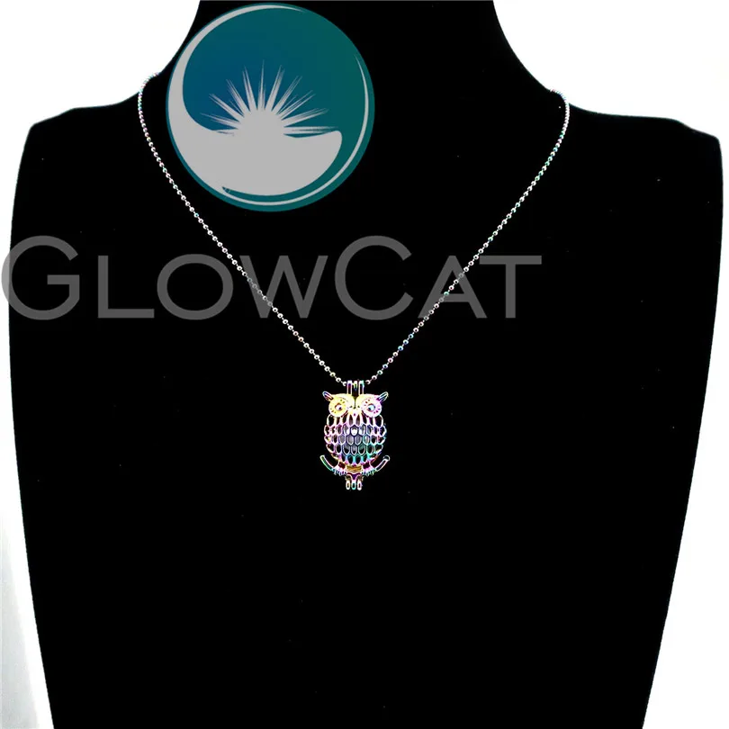 R-C17 Rainbow Colors Owl Beads Cage Pendant Essential Oil Diffuser Aromatherapy Pearl Locket Necklace | Украшения и аксессуары