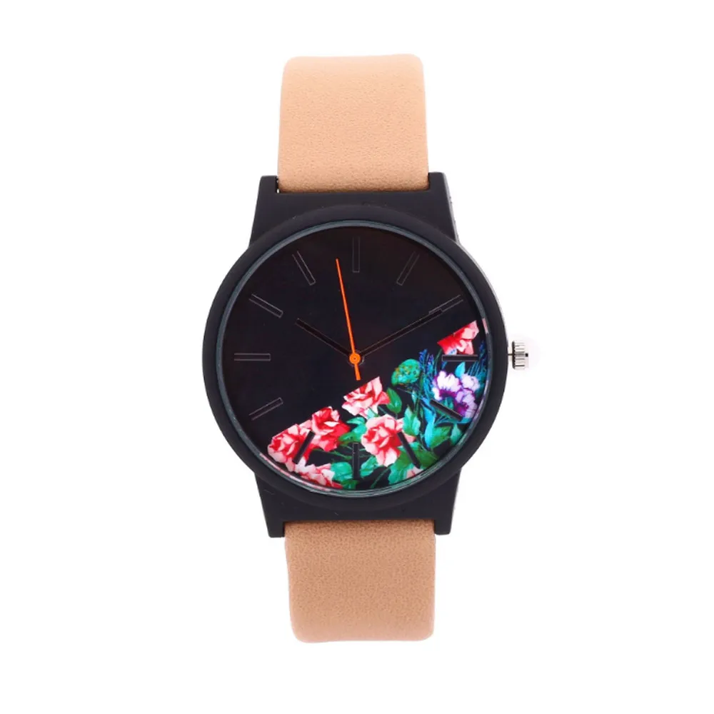 A Кварцевые наручные часы Reloj Mujer, модные повседневные женские часы разных цветов, роскошные часы с кожаным браслетом - Цвет: A