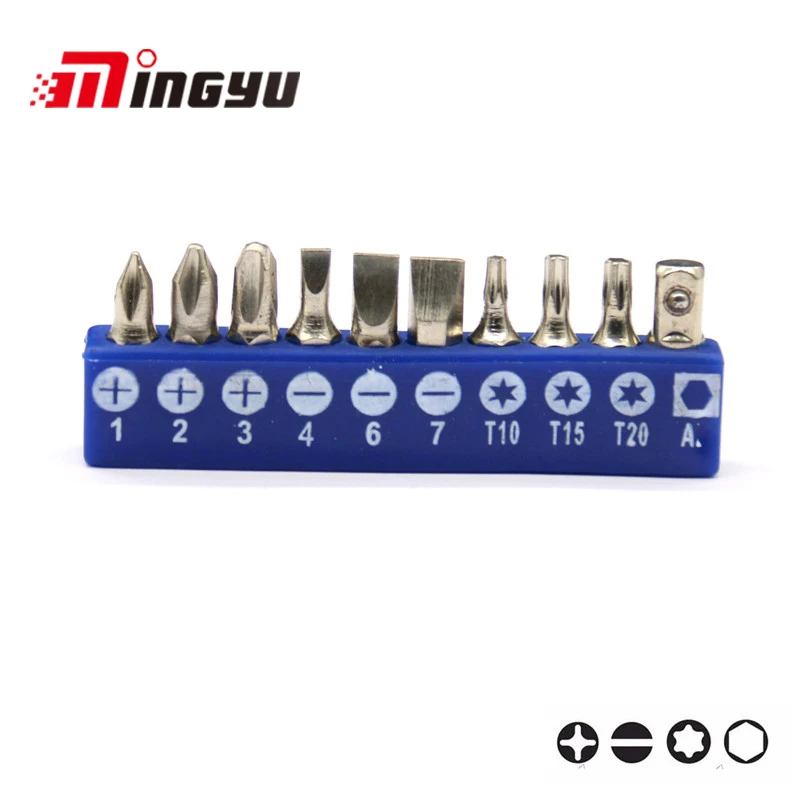 

10pcs/set Precision Screwdriver Bit Set Phillips Slotted Torx Adaptor 1/4"/6.35mm Hex Shank Repair Hand Tools