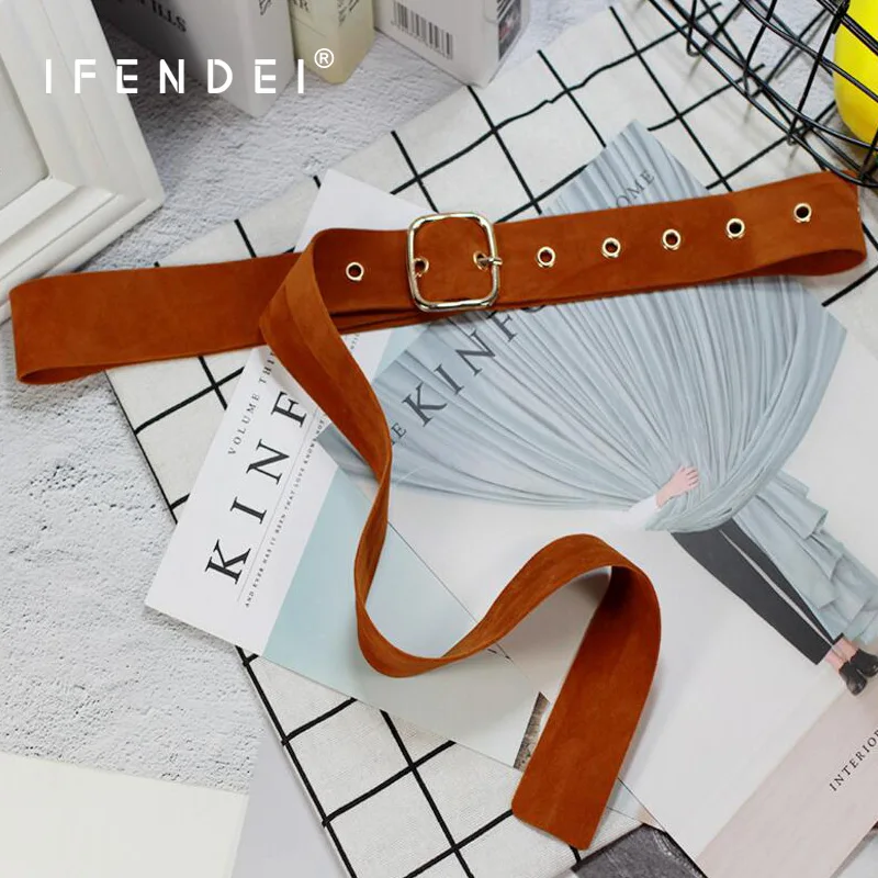 IFENDEI модный тканевый фланелевый пояс для юбки женский ремень с пряжкой черный