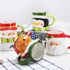 Кружка HOMIE с Санта-Клаусом, снеговиком, оленем, рождественский подарок, чашка с крышкой, керамическая кружка 380 мл, милая детская чашка, бутылки для молока, кофе