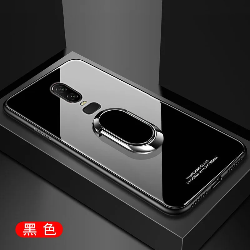 Для oneplus 6 6T 7 Чехол из твердого закаленного стекла с кольцом-подставкой Магнитный защитный чехол на заднюю панель для oneplus 5t one plus 6 6t 7