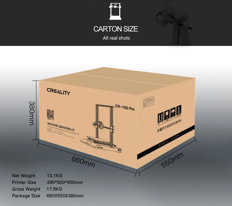 Creality 3d принтер CR-10S Pro Набор для творчества 300*300*400 мм размер печати 4,3 дюймов сенсорный ЖК-экран повторная печать нити обнаружения