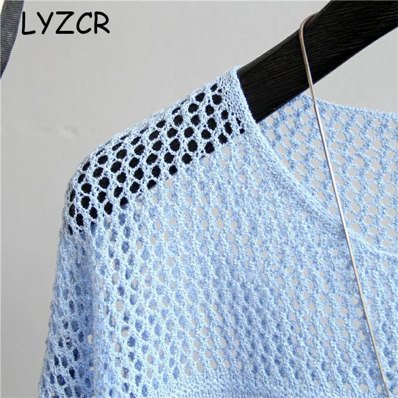 Transparent Knitted Sweater Women Summer Jumper Bat Sleeve Hollow Out Women's Oversized For Loose Knitwear Top | Женская одежда