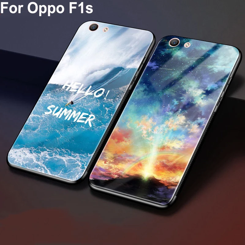 Чехол для Oppo F1s чехол задняя крышка из закаленного стекла Жесткий 5 дюйма F 1s со