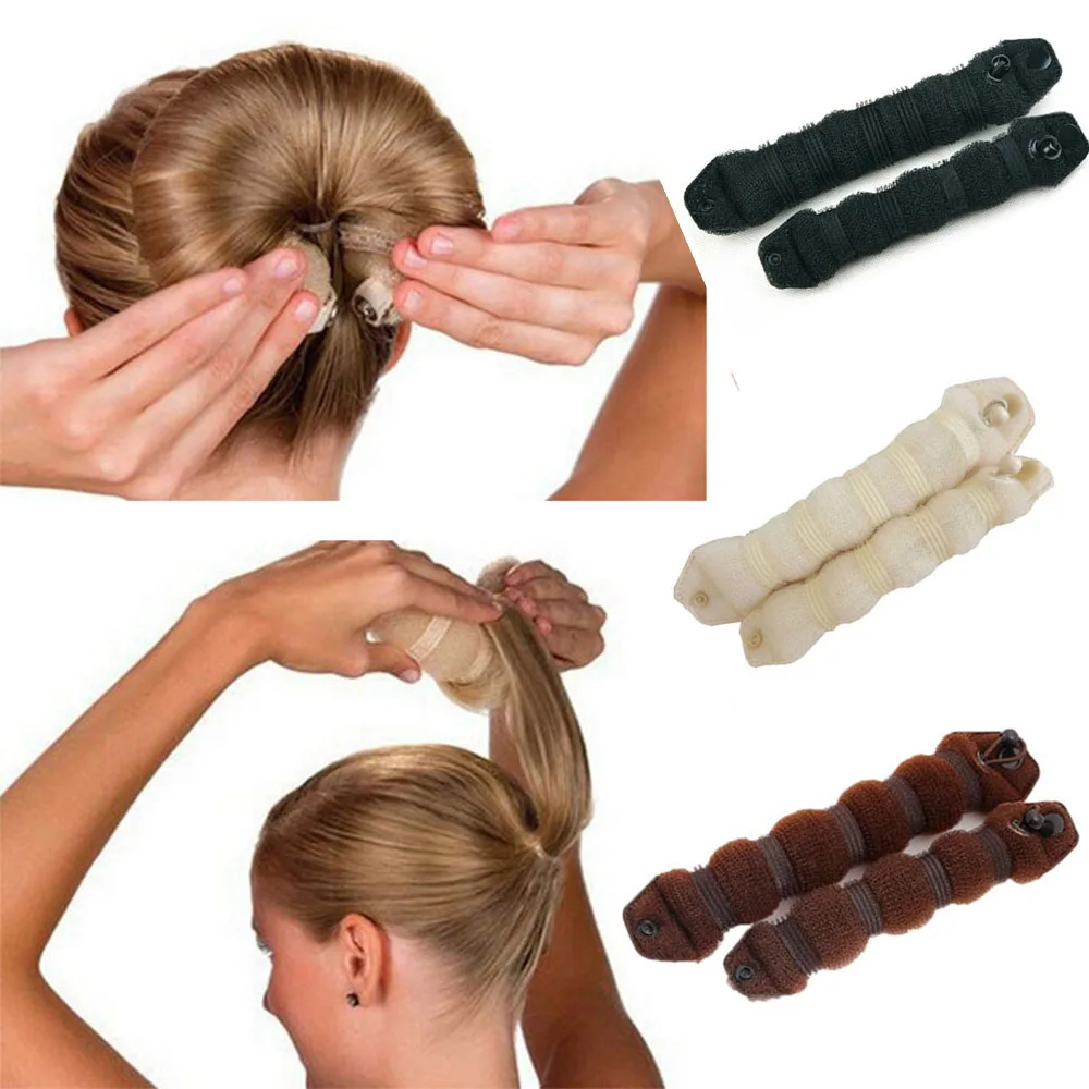 

2Pcs Women Hair Styling Former Magic Sponge Bun Maker Donut Ring Shaper Foam Braider Tool for Girls Lady DIY Hair Accessories