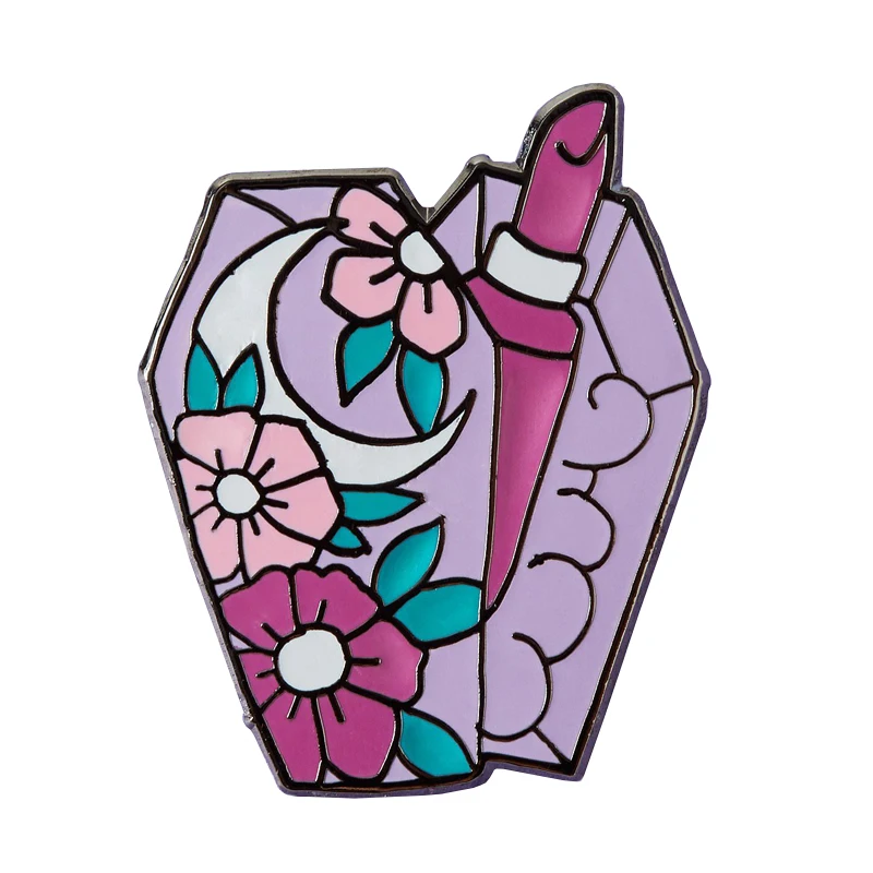Pastel Lipstick Coffin Tattoo Design Enamel Pin | Дом и сад