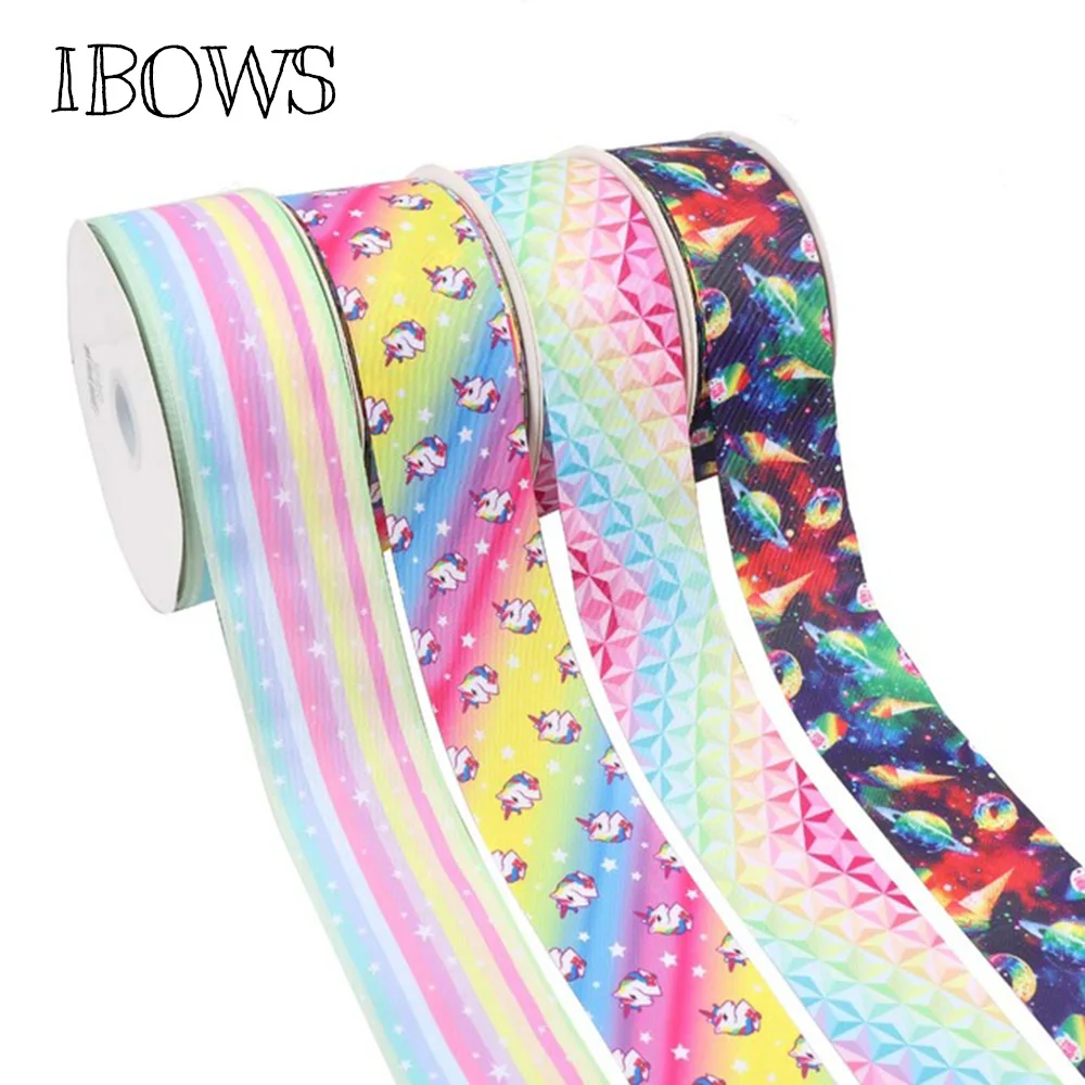 5 ярдов 3 &quot(75 мм) печатная прочная Лента из полиэстера цветной градиент DIY