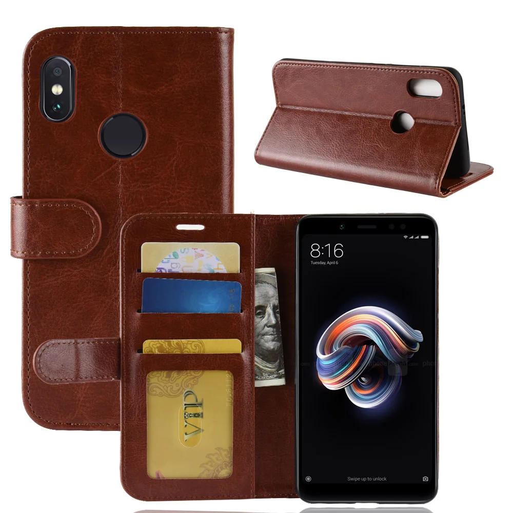 Чехол для Xiaomi Redmi Note 5 Pro деловой флип чехол из искусственной кожи кошелек с