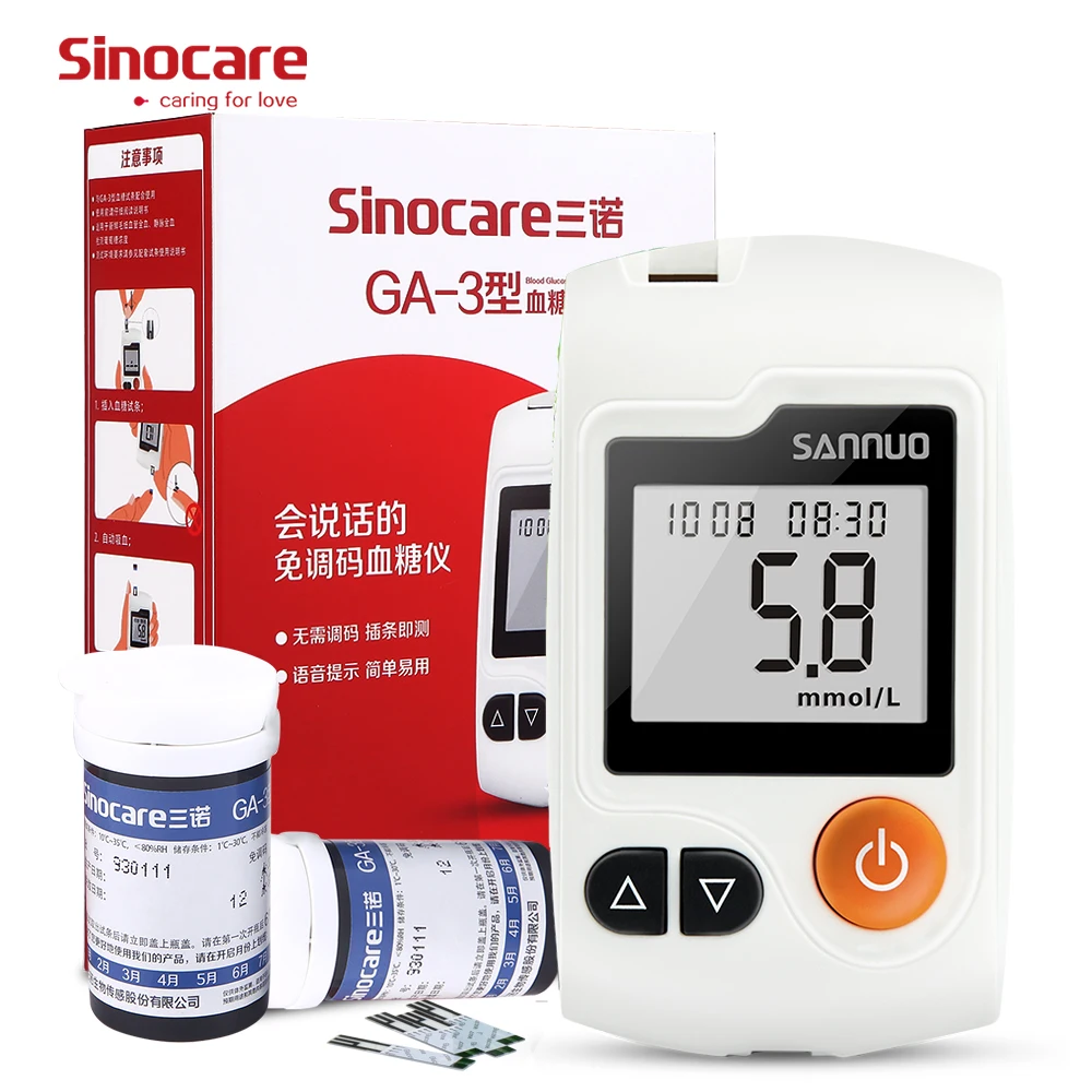 [2 упаковки] Sinocare GA-3 измеритель уровня глюкозы в крови mmol/L 100 тест-полоски ланцет Glm медицинский измеритель уровня сахара в крови глюкометр тест на диабет er