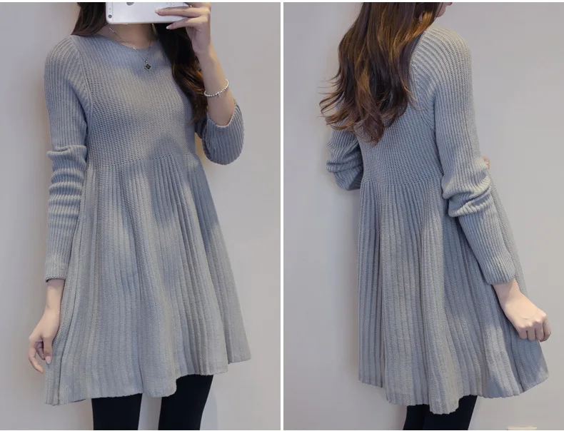 Женский шерстяной свитер средней длины повседневный вязаный большого размера