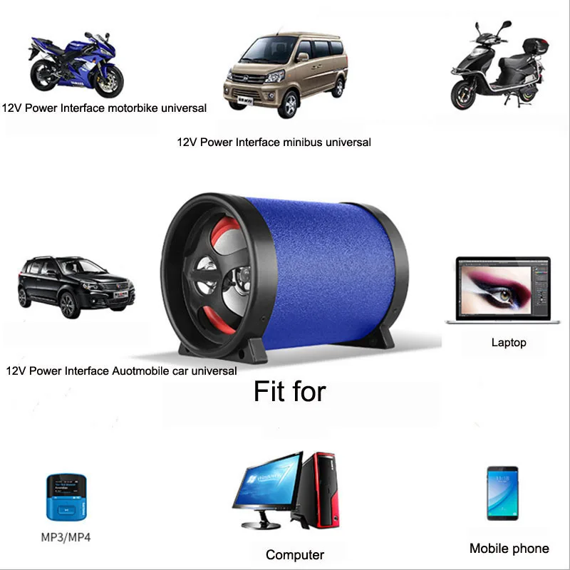 Автомобильный Bluetooth бас 5 дюймов Динамик круглый 12V 220V 50W Автомобильные аксессуары мотоцикл электрический мотоцикл микроавтобус сабвуфер Динамик s