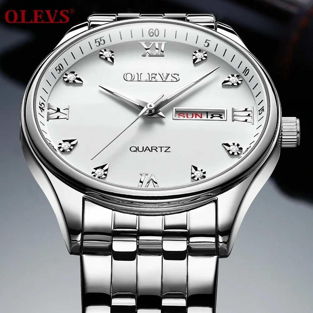 Мужские кварцевые часы OLEVS водонепроницаемые из нержавеющей стали|watch brand|watch fwatch