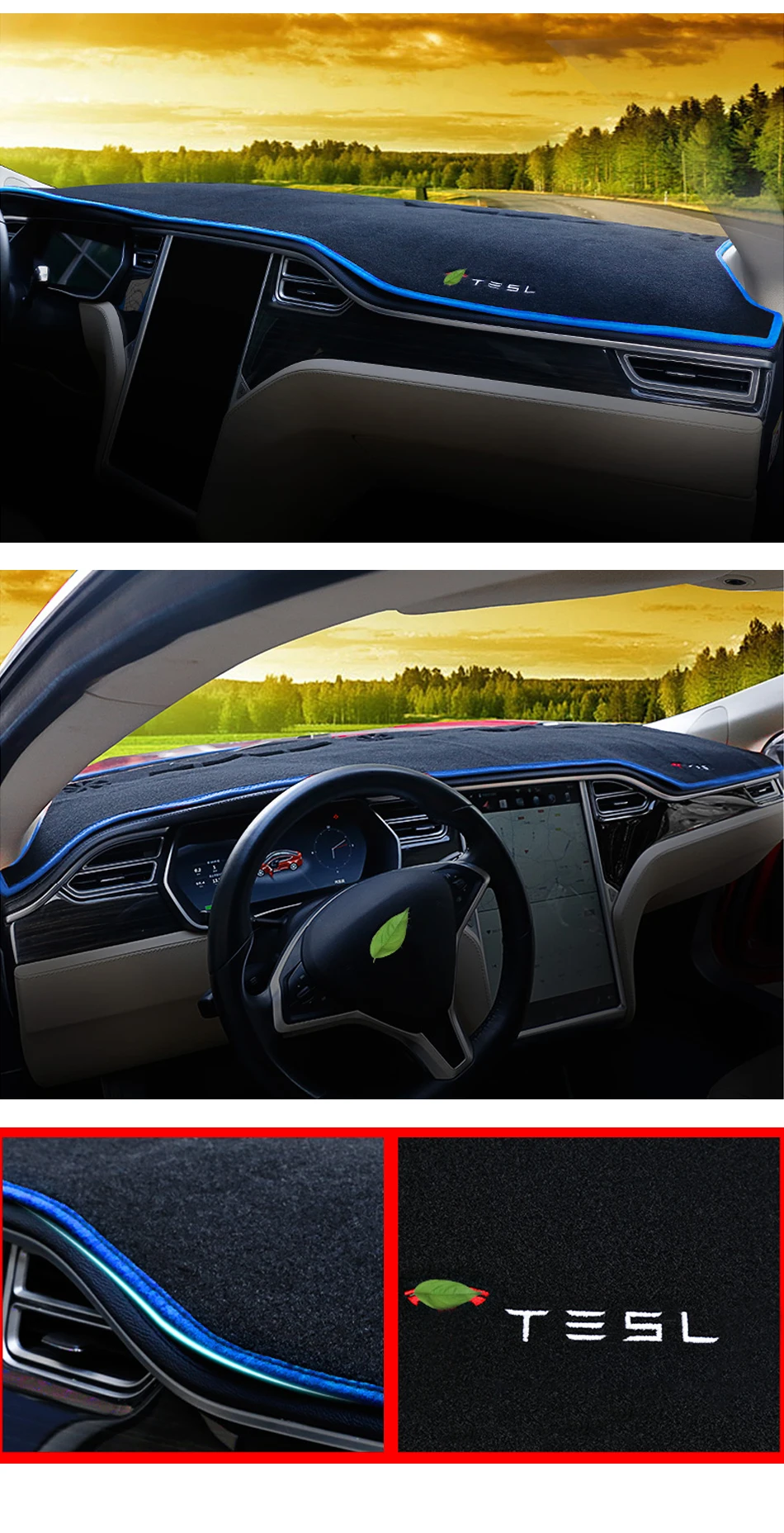 Небольшой Тюнинг автомобиля приборной панели крышки коврики Избегайте свет pad инструмент платформы стол ковры для Tesla модель S X