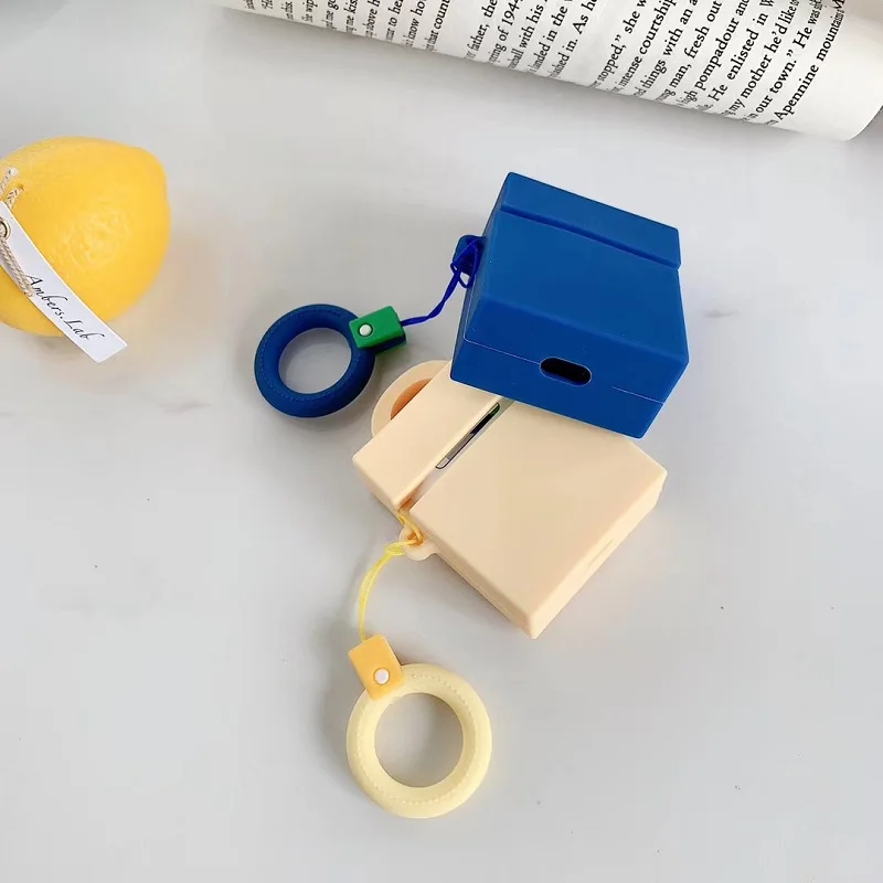 

Opening Gift Soft Silicone Color Blocking Cute School Bag Airpods Box Smooth Protective Case Buy One Get Corresponding Ring Free