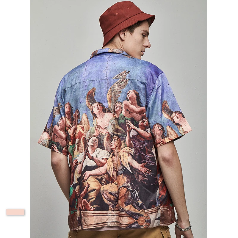 Angle Character забавная Мужская свободная футболка с принтом отложным воротником