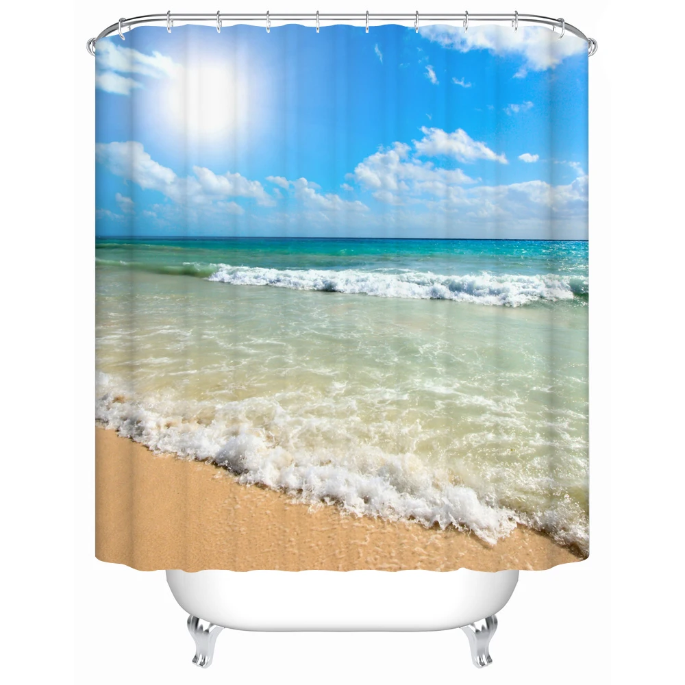 Летний праздник красивый вид на пляж занавеска для душа водонепроницаемых