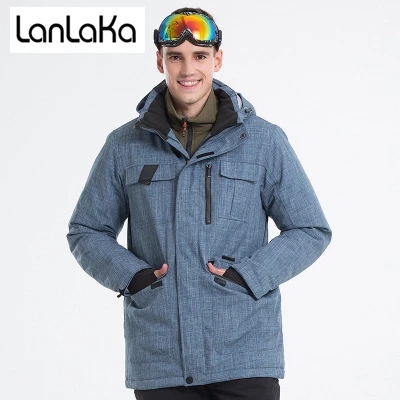 LANLAKA новый бренд лыжная куртка Для мужчин зимние Куртка из искусственной кожи PU