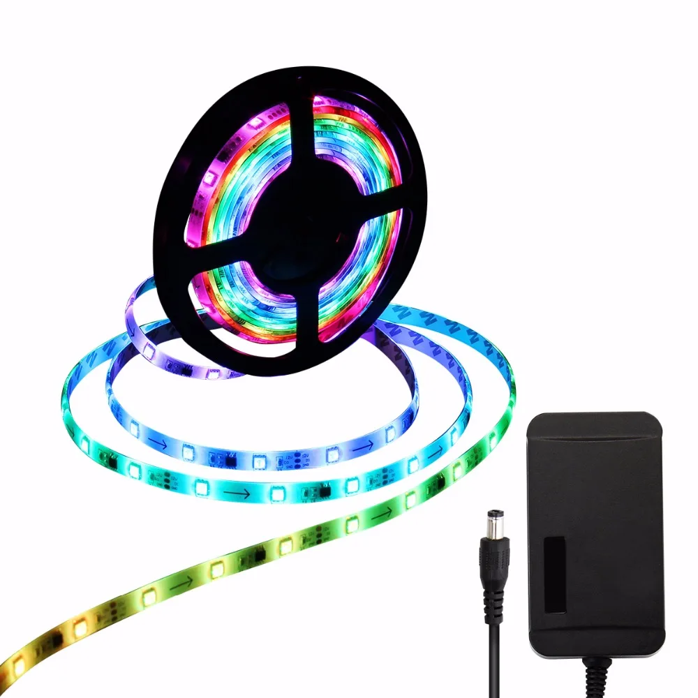 SMD 5050 Автоматическая RGB светодиодный комплект полосы света 5 м 150 светодиодный s DC 12 В водонепроницаемый IP65 гибкая светодиодная лента с адаптером питания 24 Вт США ЕС Великобритания вилка