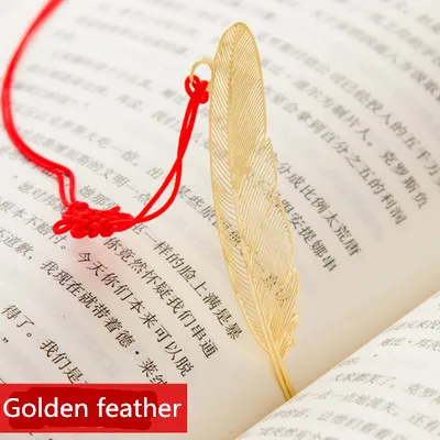 new cute Chinese style metal bookmarks mulberry leaf golden maple leaves feather parasol bookmark | Канцтовары для офиса и