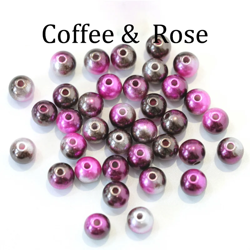 Coffee Rose ABS имитация жемчуга бусины с отверстием многоцветный круглый пластик акрил разделитель свободные бусины DIY Браслеты Изготовление ювелирных ожерелий - Цвет: Coffee Rose