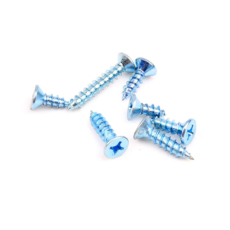 30Pcs M5*12/16/20/25/30/35/40/50mm Length Phillips Cross Countersunk head self-tapping screws Blue zinc plus hard wood bolts |
