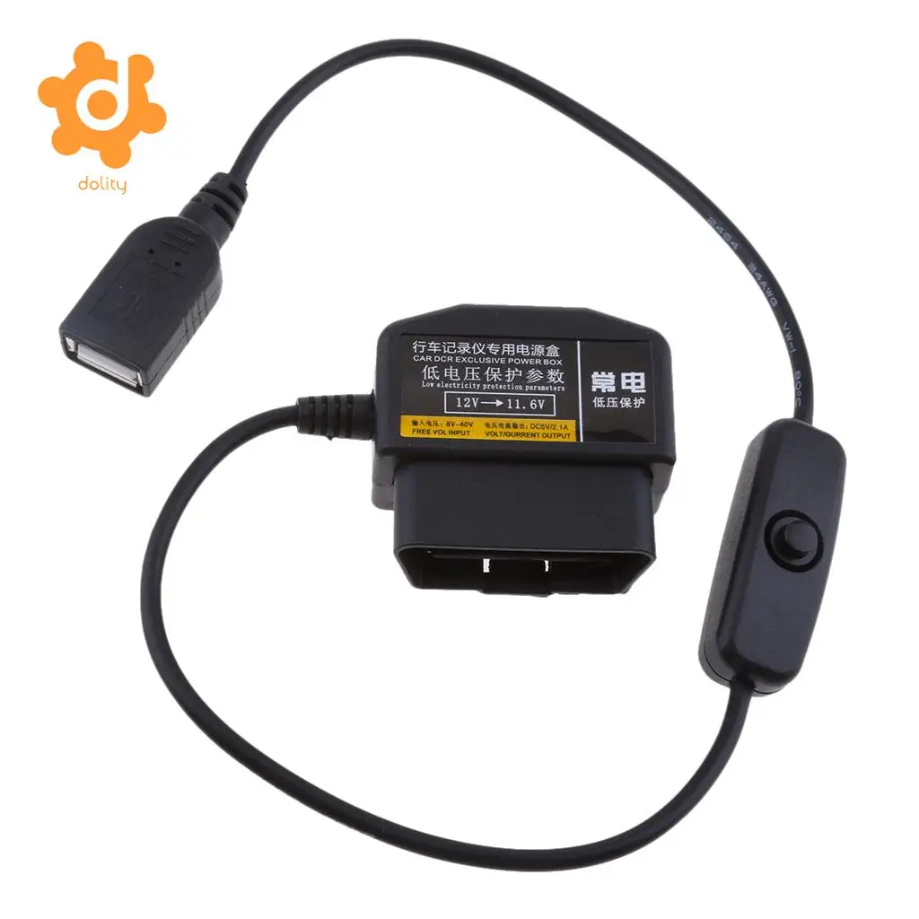 Dolity 12В/36В до 5В/2а автомобильный инвертор питания USB Женский OBD понижающий кабель DVR