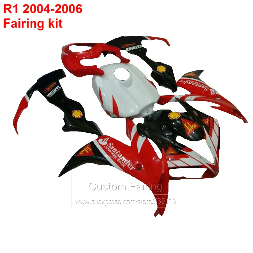 Обтекатели в виде желтых ракушек для YAMAHA YZF R1 2004 2005 2006 ГОД 04 05 06 (красный белый)