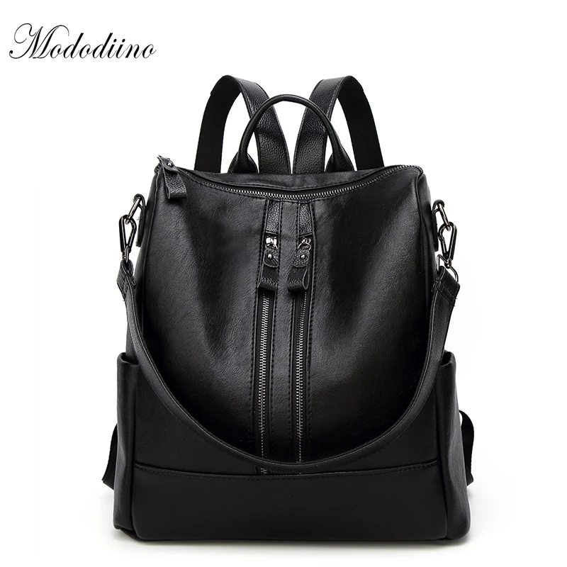 Mododiino 2018 женские рюкзаки из мягкой кожи однотонный рюкзак искусственной Женская