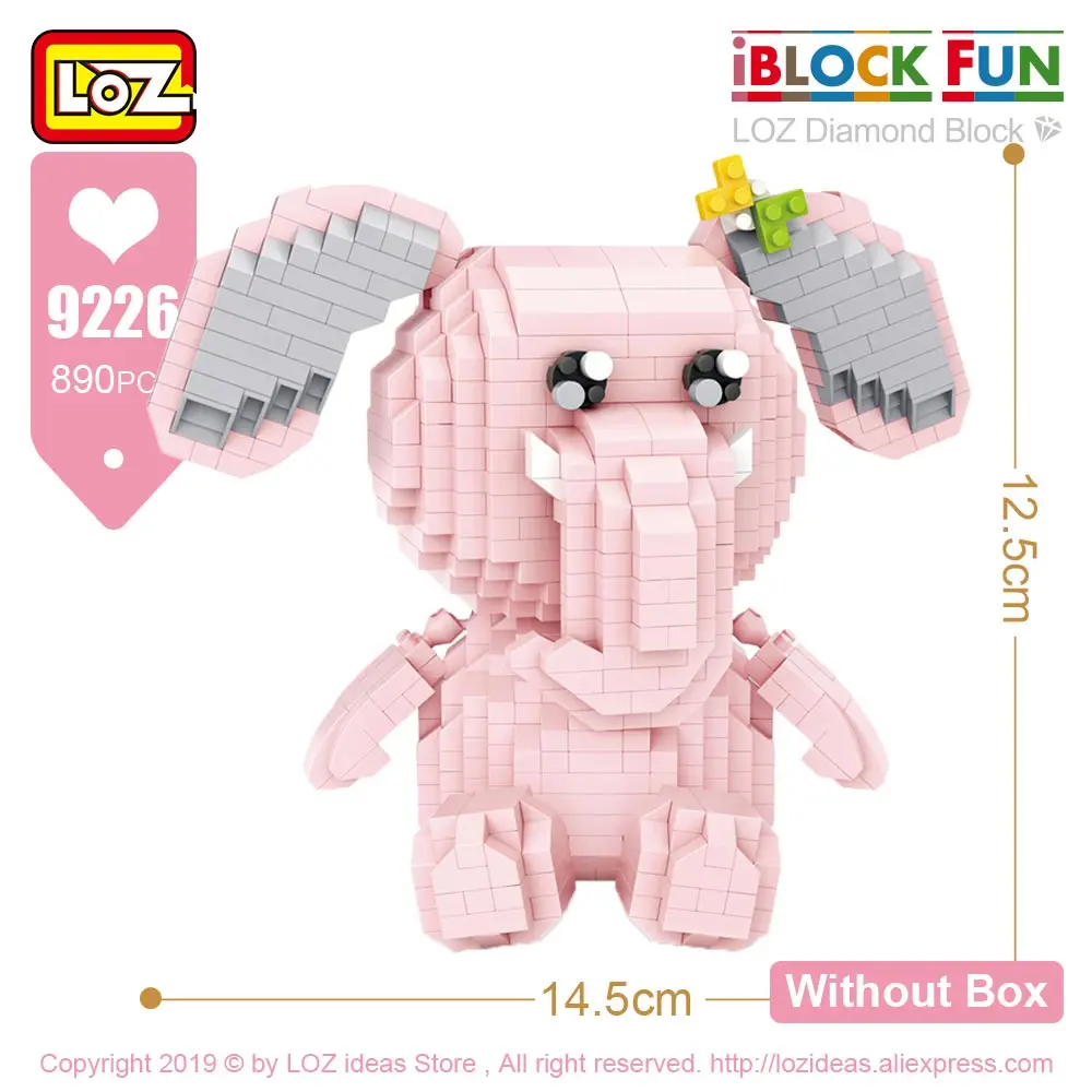 9226 Without Box LOZ алмазные блоки Пчела Розовый Слон мультяшная модель животных микро строительные блоки развивающие подарки DIY Кирпичи игрушки для детей - Цвет: 9226 Without Box