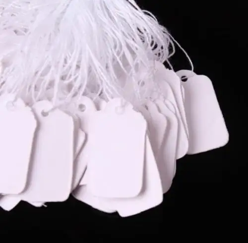 X100 белые нанизанные бирки на шнурке цена билеты ювелирные изделия розничная