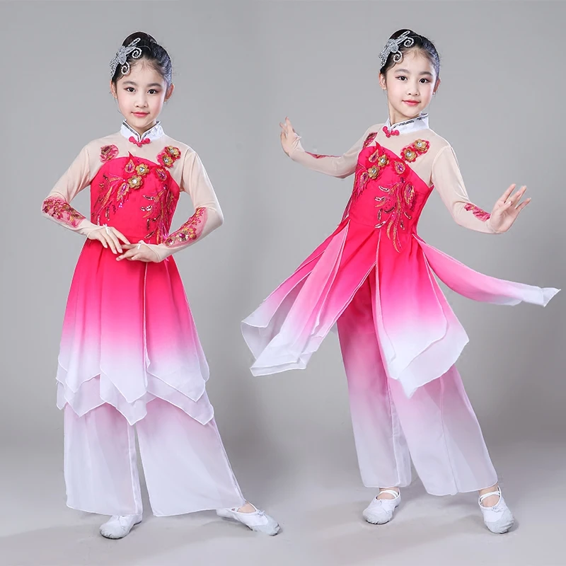 National Costume Yangko Dance Costume Fan Classic Stage Dancing Clothes Children Chinese Folk Yangko Dance Outfits for Girls chinese style hanfu yangko dance clothes squares fan dance national dance clothes stage dance costume