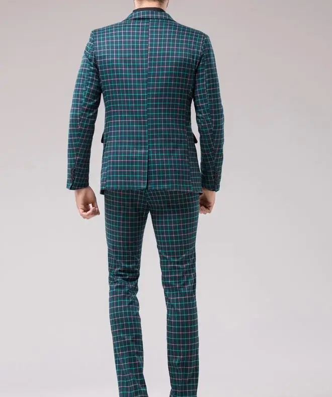 Клуб сетка шотландка зеленый человек мужчины жених свадьба приталенный вечерние