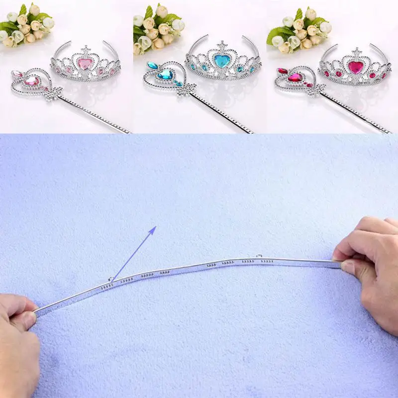 Для девочек 2 шт./компл. Принцесса Эльза \'s Tiara аксессуары для детей Алмазные коронки+ Эльза волшебные палочки для девочек для рождественской вечеринки, подарок на праздник