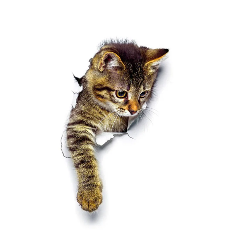 Waterproof Cat Dog 3D Wall Sticker Hole View Bathroom Toilet Living Room Home Decor Decal Poster Background Stickers | Дом и сад