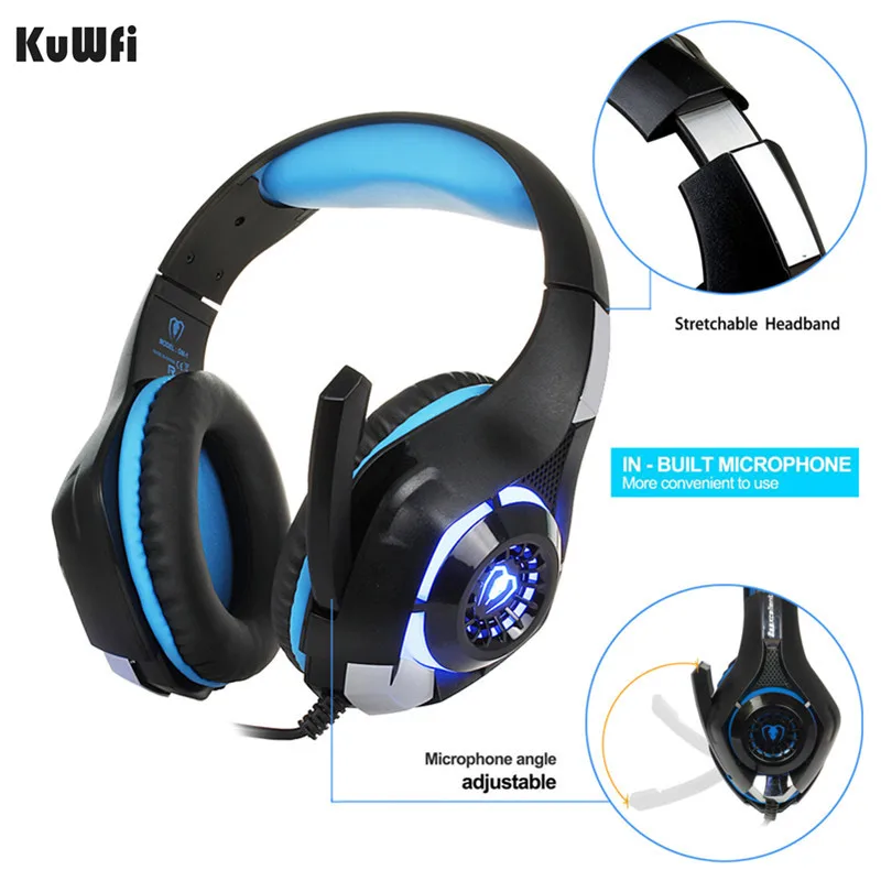 KuWfi Проводные Игровые наушники игровая гарнитура Xbox One с микрофоном для ПК/PS4