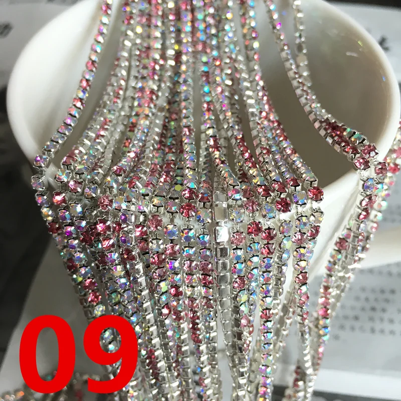 09 1 ряд, 1 ярд, SS10, Cystal, стразы, отделка, закрытый Кубок, цепь, коготь, сделай сам, для изготовления ювелирных изделий, HWGTBBRR - Цвет: 09