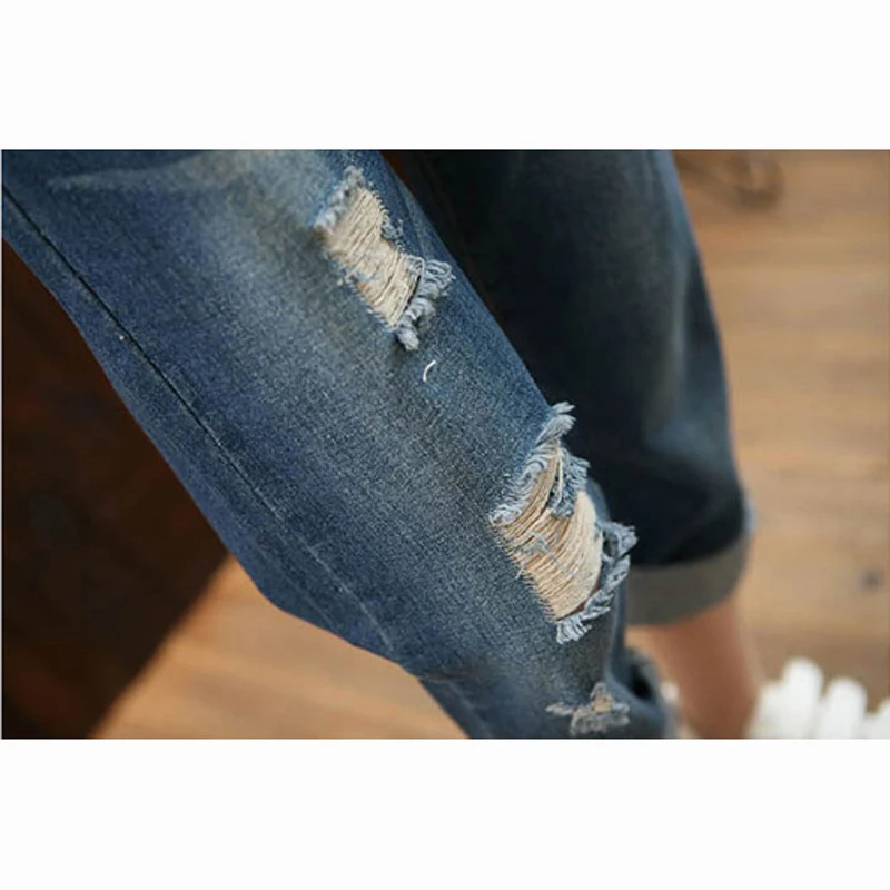 Women Pants Fashion Harem Denim Ripped Holes Jeans 2018 Big Size Oversized Vaqueros Pockets Jean Trousers New Pantalon |