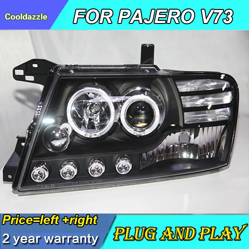 Для Mitsubishi Pajero V73 светодиодные фары Ангельские глазки 2000 2001 2002 2003 2004 2005 2006 2007 2008 2009