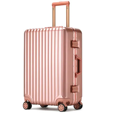 Rose gold Алюминиевая рама+ чемодан на колесиках 2" 22" 2" 26" 29 дюймов, чемодан для путешествий, сумка на колесиках - Цвет: Rose gold