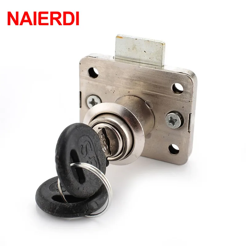 

NAIERDI Lock NED-101 Iron Drawer Lock Furniture Desk Cabinet Locks 16mm Lock Core 22 Thickness With Two Keys Security Hardware