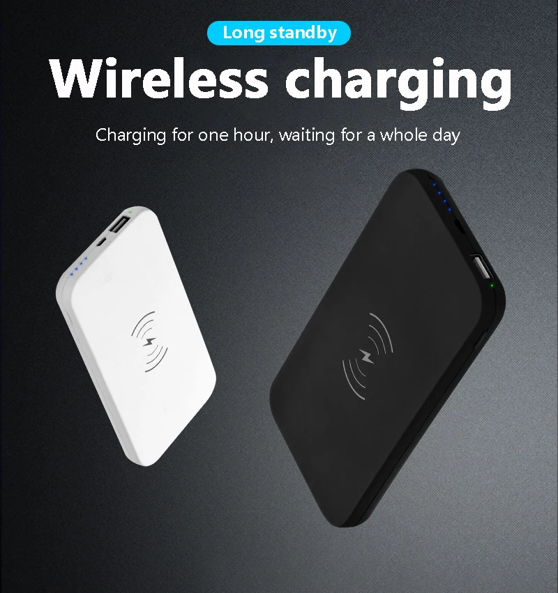 Power bank 10000 мАч qi Беспроводная зарядка сокровище ультра тонкий полимер с