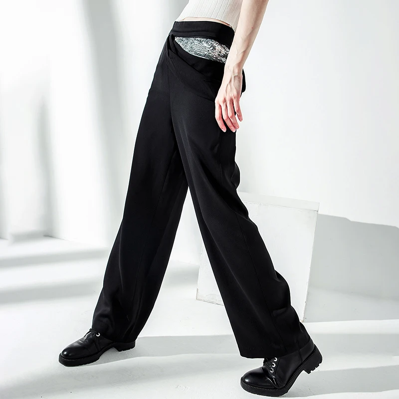 TWOTWINSTYLE повседневные женские брюки с блестками высокой талией большие размеры