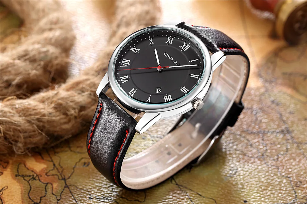 Часы reloj hombre CRRJU Мужские кварцевые повседневные Роскошные брендовые часы в стиле