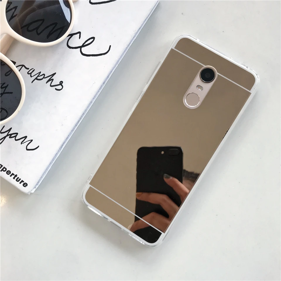Золотой Зеркало TPU силиконовый чехол для XiaoMi RedMi 5 Plus 4A 5A 6A 4X обратите внимание на возраст 3, 4, 6, Pro 7 8 S2 Mi 5X A1 6X A2 Lite 9 Т-образной крышкой мягкий чехол для мобильного телефона чехол s - Цвет: Золотой