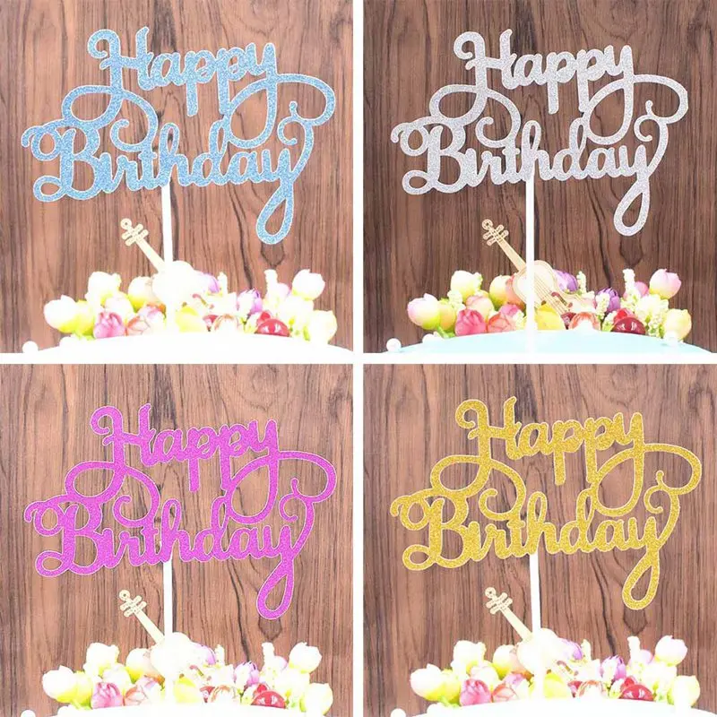 

Happy Birthday Cake Topper Creative Dessert Cake Decorations Children Kids Baby Boy Girl Adult Party Decoration Supplies