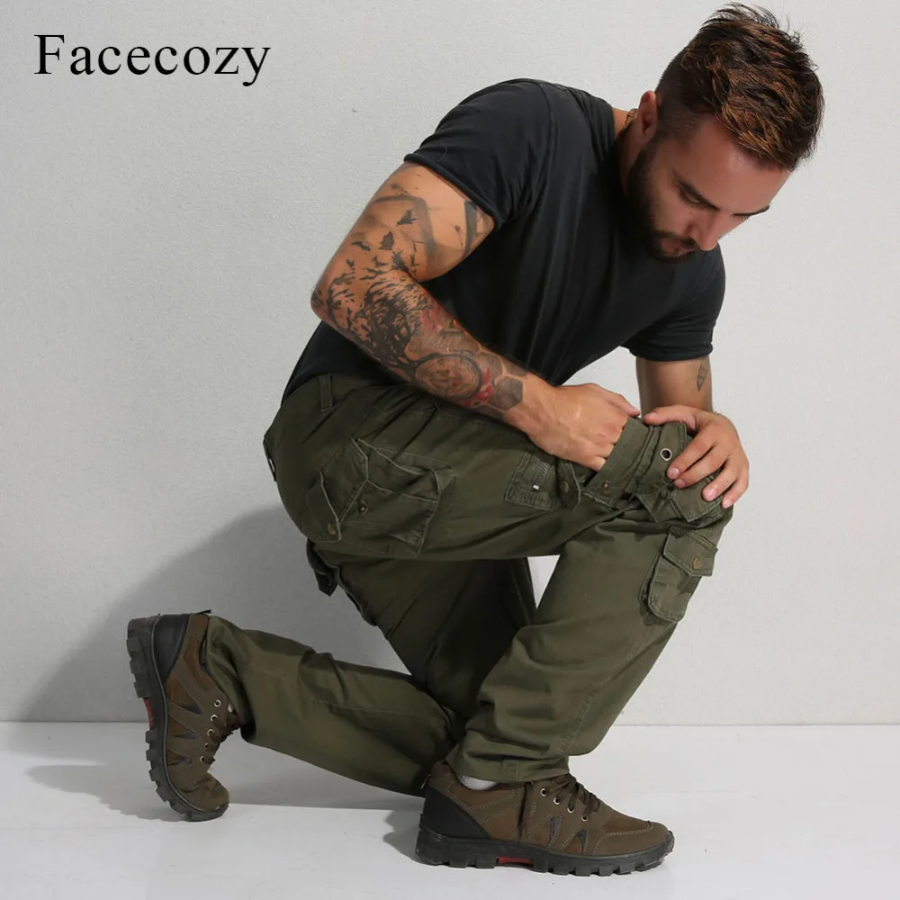 Мужские брюки с несколькими карманами Facecozy Осенние тактические в стиле милитари